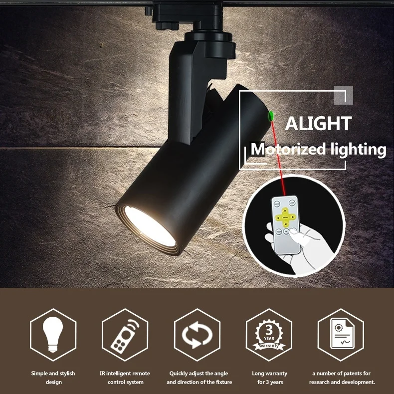 
Adjustable Motorized COB LED Track Light Spot Light Fixtures LED Lamp Ceiling Mounted Rail Track Lamp Decorative Led spotlight 
