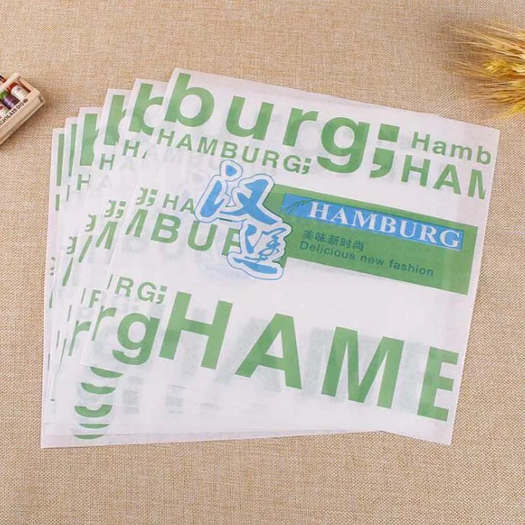 
custom printed greaseproof fast food wrapping paper 