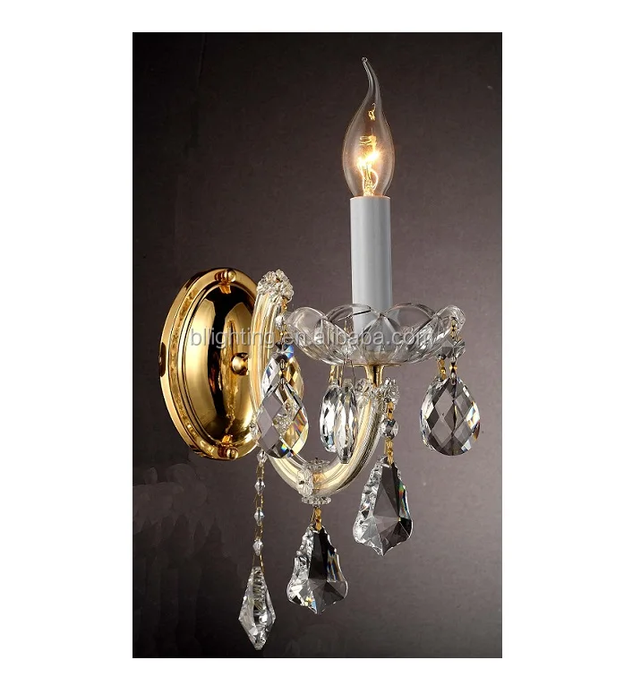 Simple crystal small bedroom wall lights crystal candle lamp wall decor modern golden sconces crystal decoration for hot sale