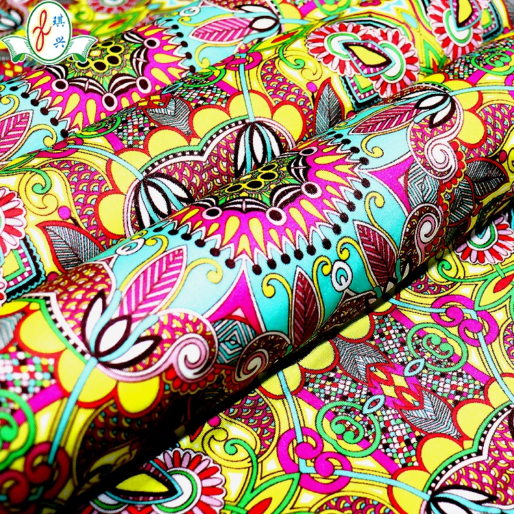 Shiny Microfiber Nylon Lycra 4 Way Stretch Retro African Printed Bikini Fabric