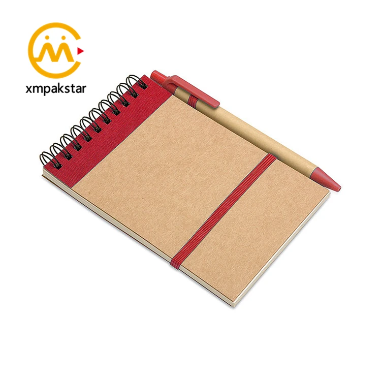 Custom wide ruled Korean stationary notebook Kraft cover spiral bound offset paper writing pad