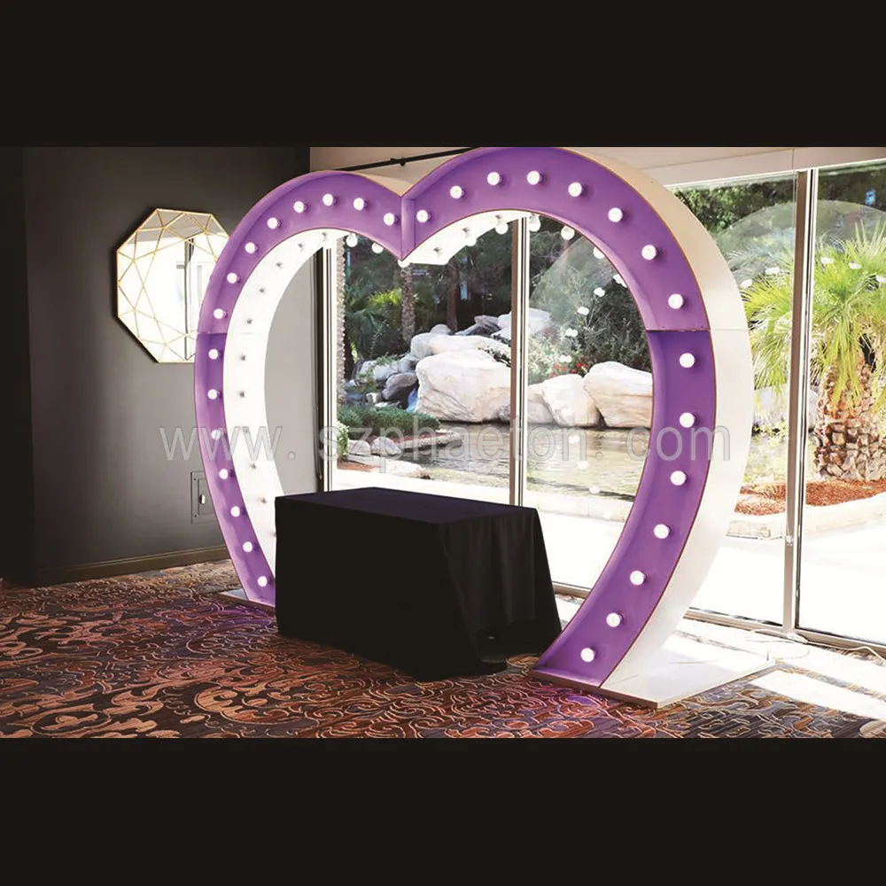 Light up wedding metal arch for wedding hall decoration