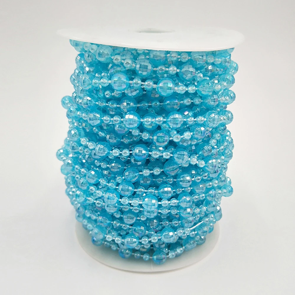  20M / Roll 8+4mm Round String Beads Chain Acrylic Craft Wedding Bridal