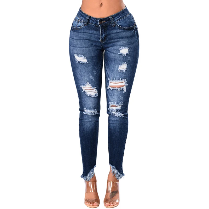 Знаменитые женщины, оптовая продажа, Колумбийская мода, рваные, стильные женские узкие, пользовательские брендовые джинсы