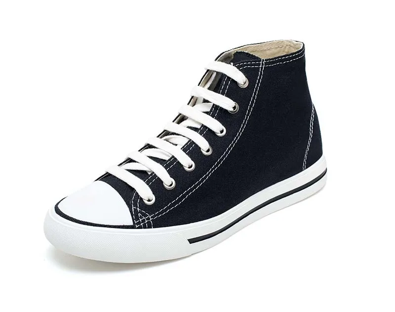 F.W. New Arrival fashion sneakers high top men flat outside hidden insole elevator canvas shoes