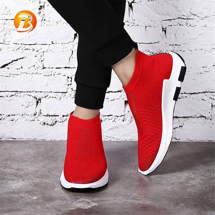 Новые летние повседневные лоферы хорошая эластичность красные вязаные носки спортивная