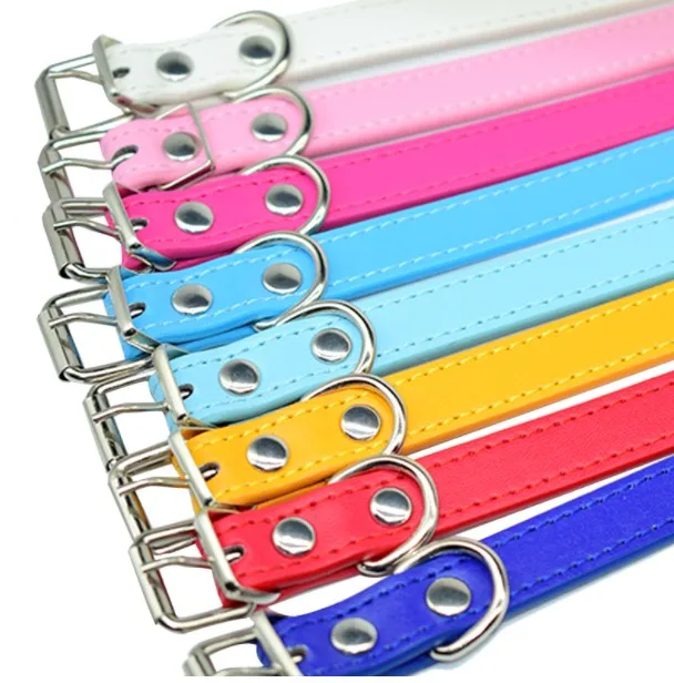 New design PU Leather Pet Solid Soft Collar / dog Neck Strap / Pet Dog Collar For Puppy Cat