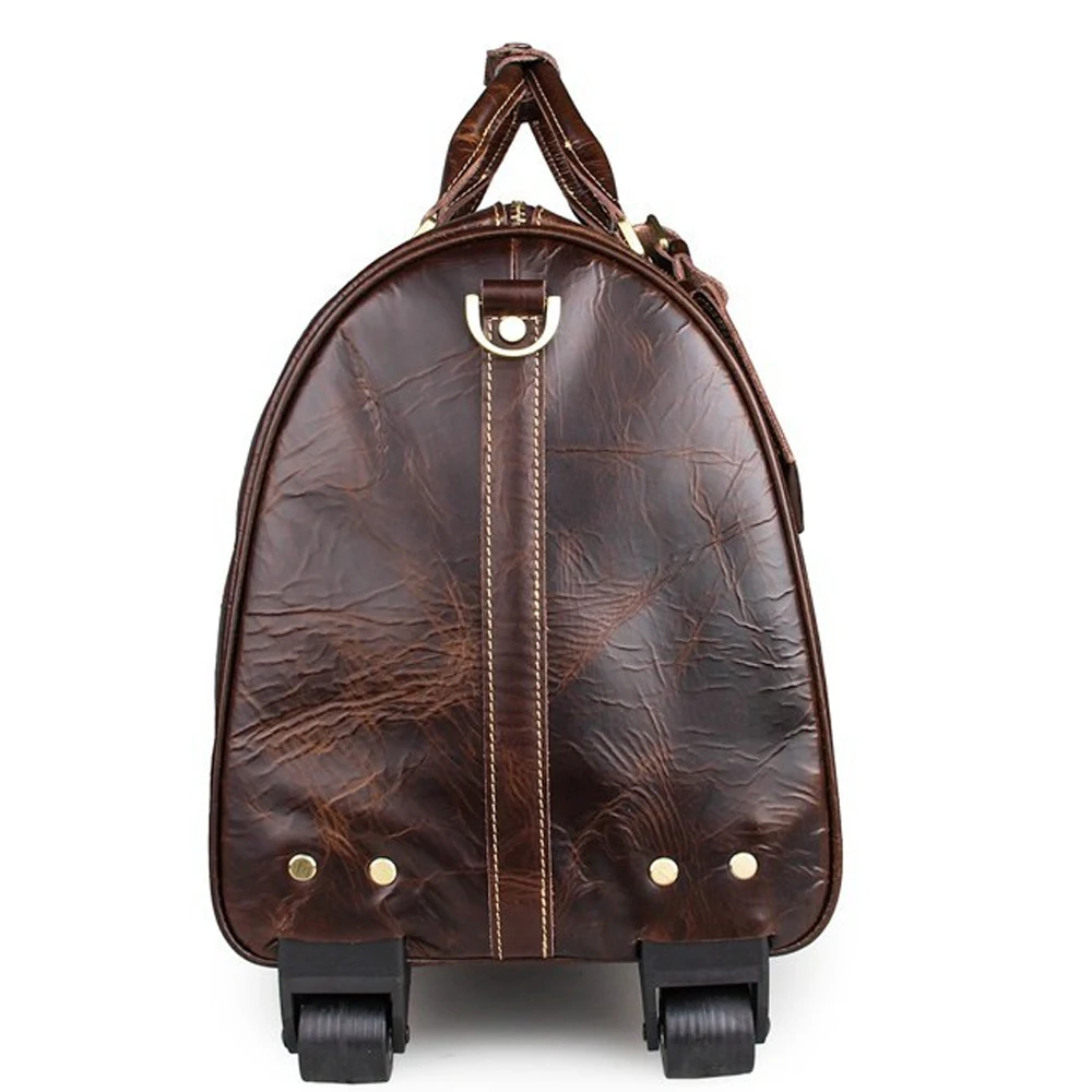 Embassy Diplomatist Italian Design Brown Leather Shoulder Bag Trolley Luggage Wheels Travel Bag