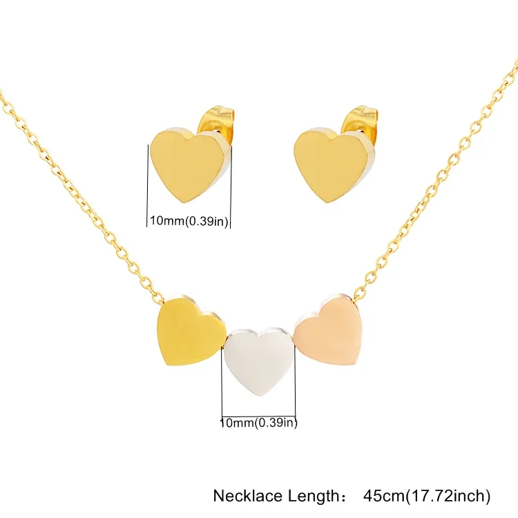 
2019 Heart Set Statement Necklace Stainless Steel 18k Gold Display Jewelry 