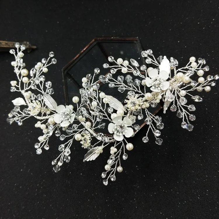 Shiny Bridal Hair Clip Crystal Barrette Women Silver Headband Wedding Anniversary Hair Accessories Headpiece
