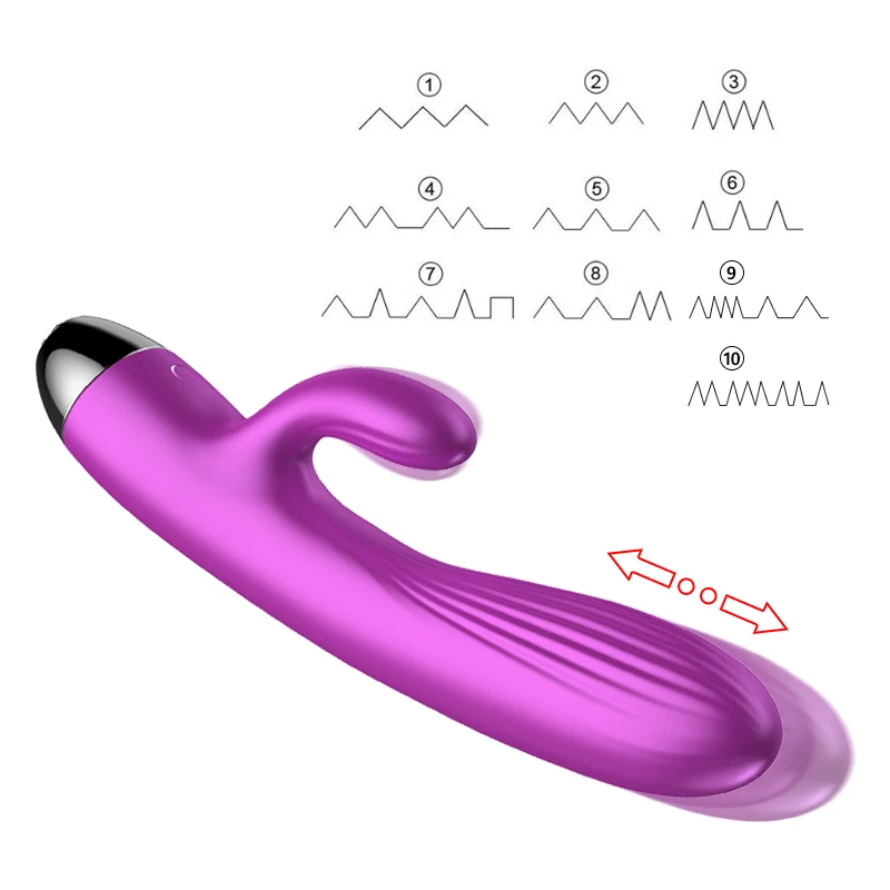 Usb ReChargeable  Purple Color Sex Toys Woman Thrusting Rabbit Vibrator Soft Silicone Massager Woman G spot Rabbit Vibrator