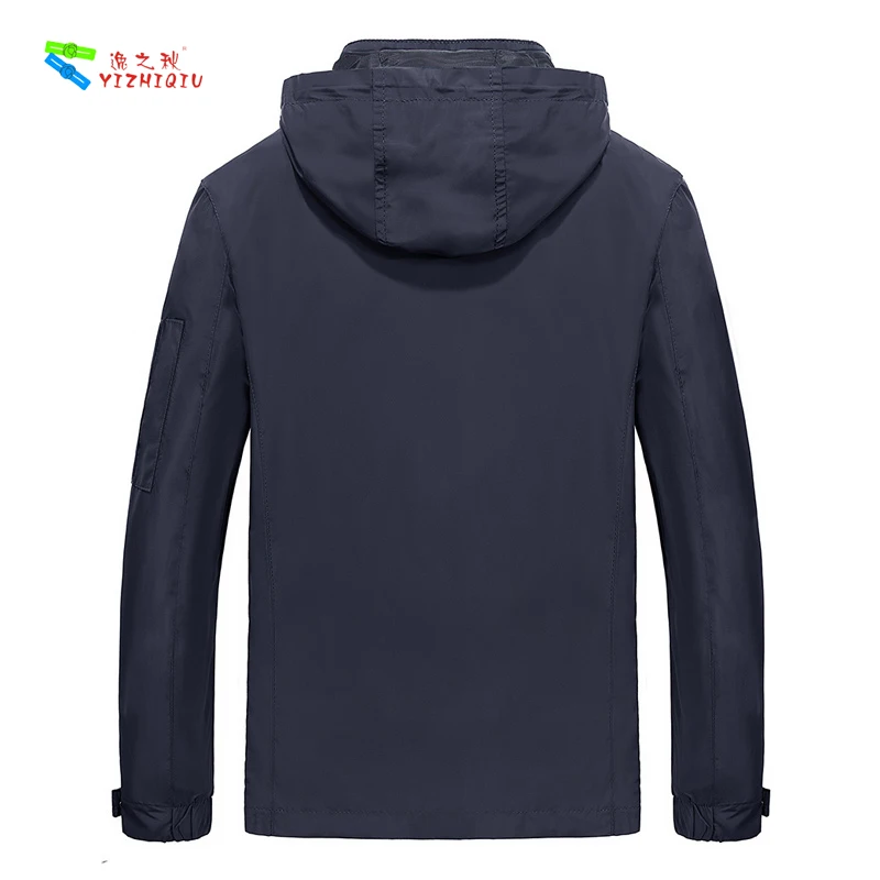 
YIZHIQIU OEM Men Streetwear Jacket Black Windbreaker <span style=