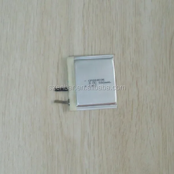 
Enbar flat prismatic CP224035 3v 550mAh thin primary lithium battery 