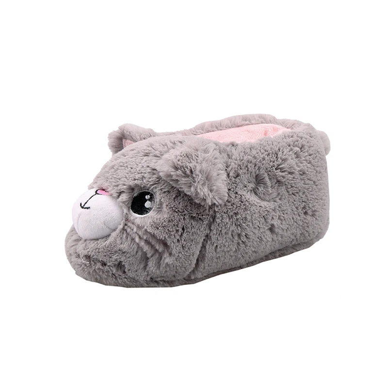 Factory direct custom 3D plush animal indoor winter fur slippers for women