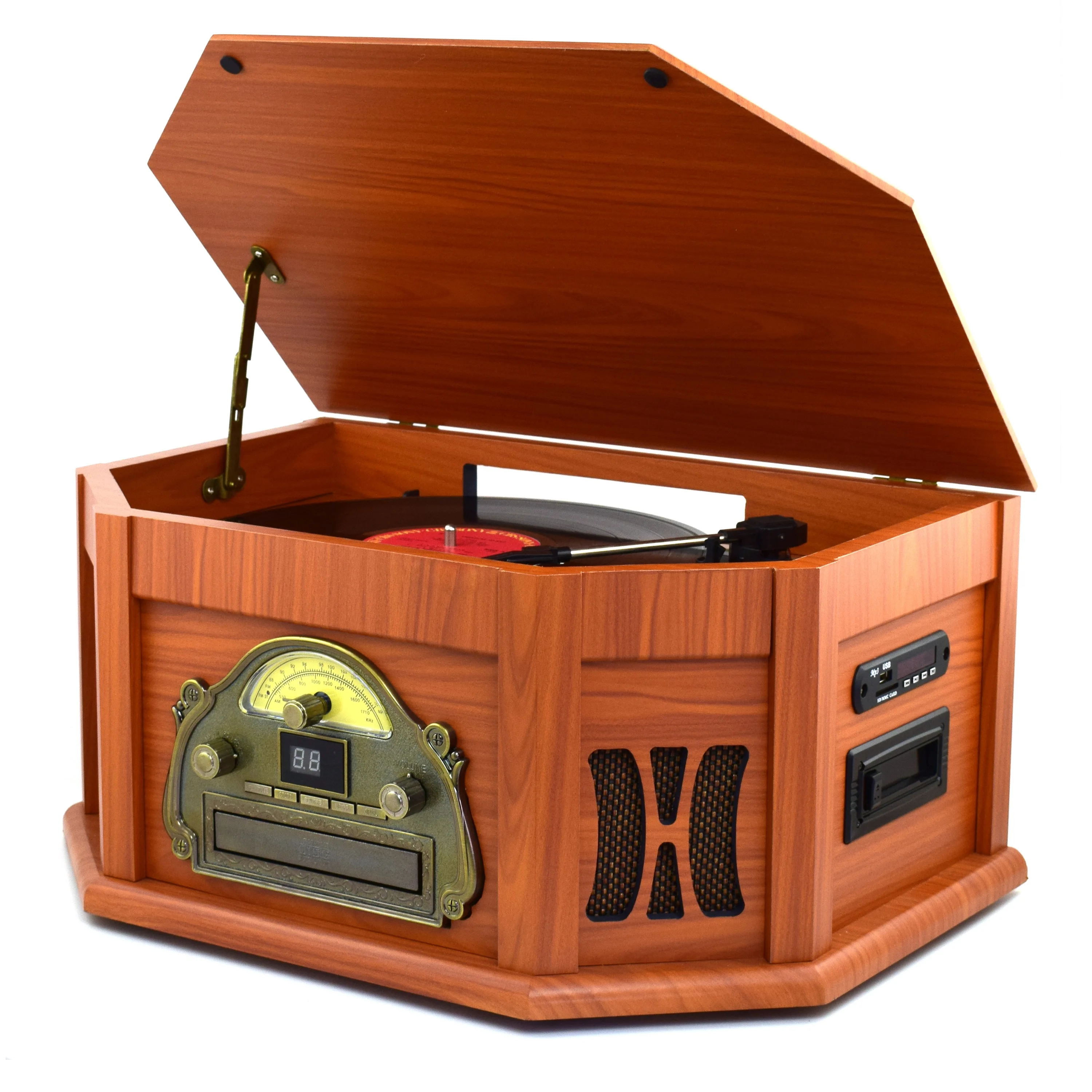 2019 hot sale antique gramophone & old record player turntable with CD, USB, SD, CASSETTE, RADIO
