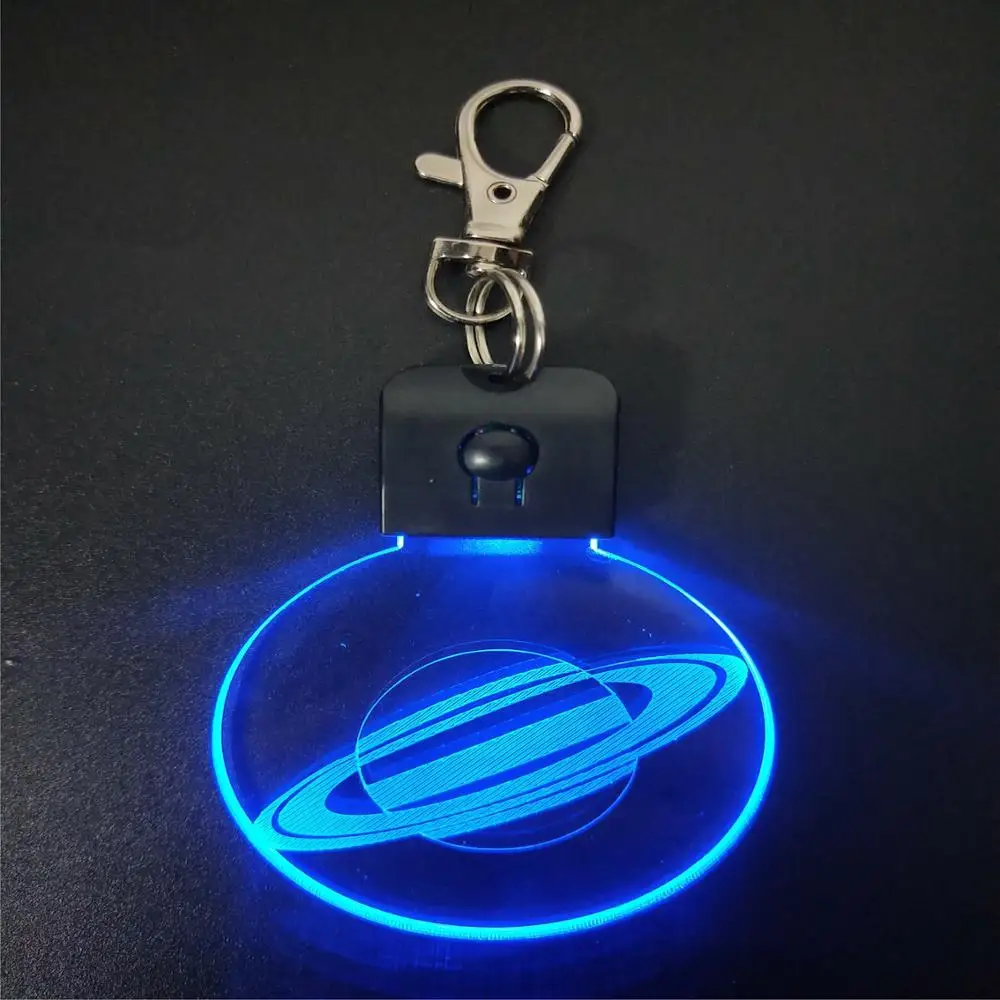 
Custom Round Shape Key Organizer LED Color Flashing Planet Design Unique Keychains Creative 3D Mini night Light 