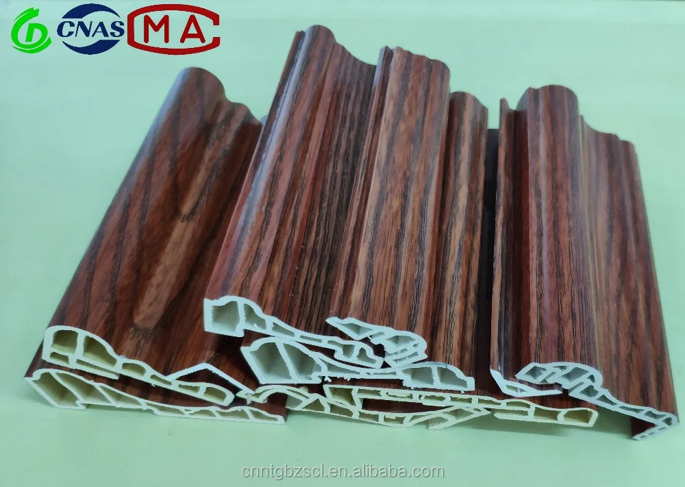 Decorative material soundproof waterproof Fireproof insect prevention WPC PVC decorative moulding line for wall skirting board