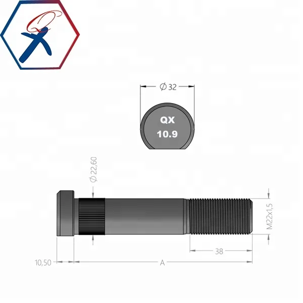Размер болта M22X1, 5