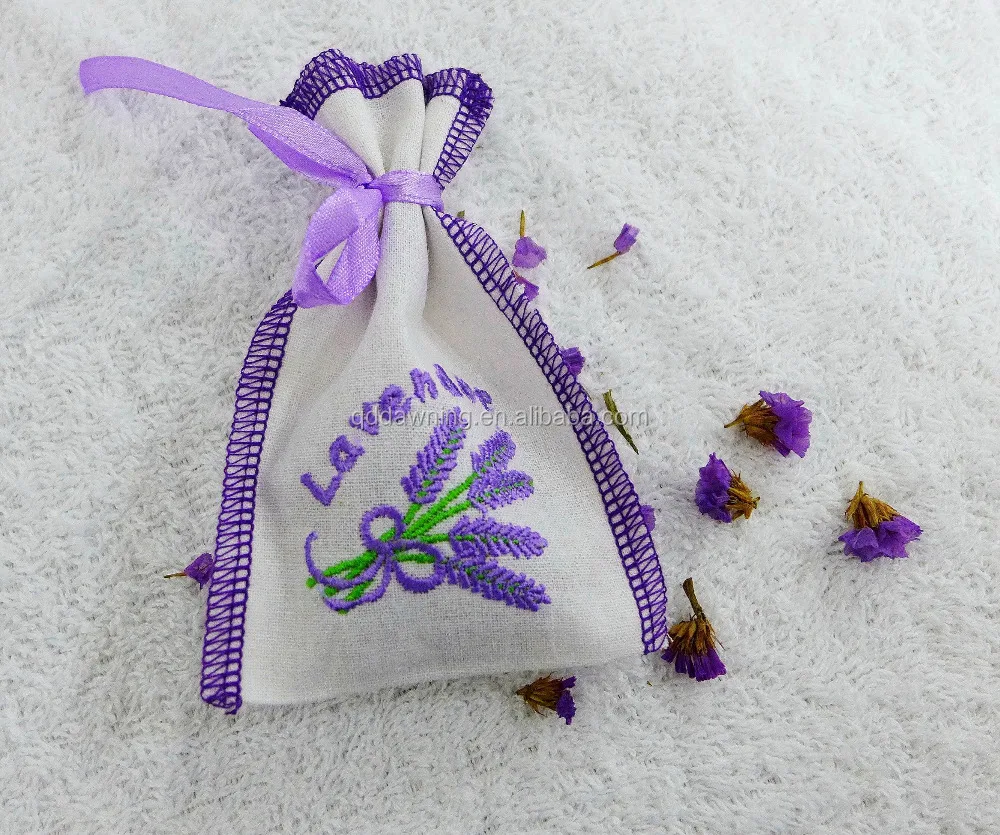 Drawstring embroidered lavender Sachet bag Scent bags