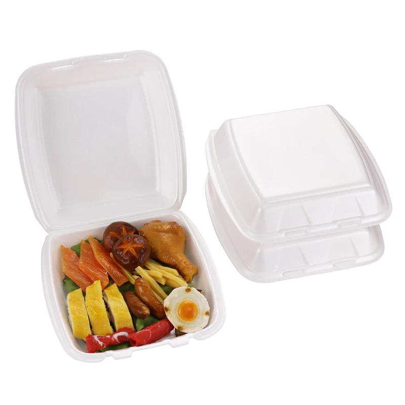 
Disposable 9 inch takeaway large single compartment foam food grade container ps plastic clamshell box for fast restaurant 