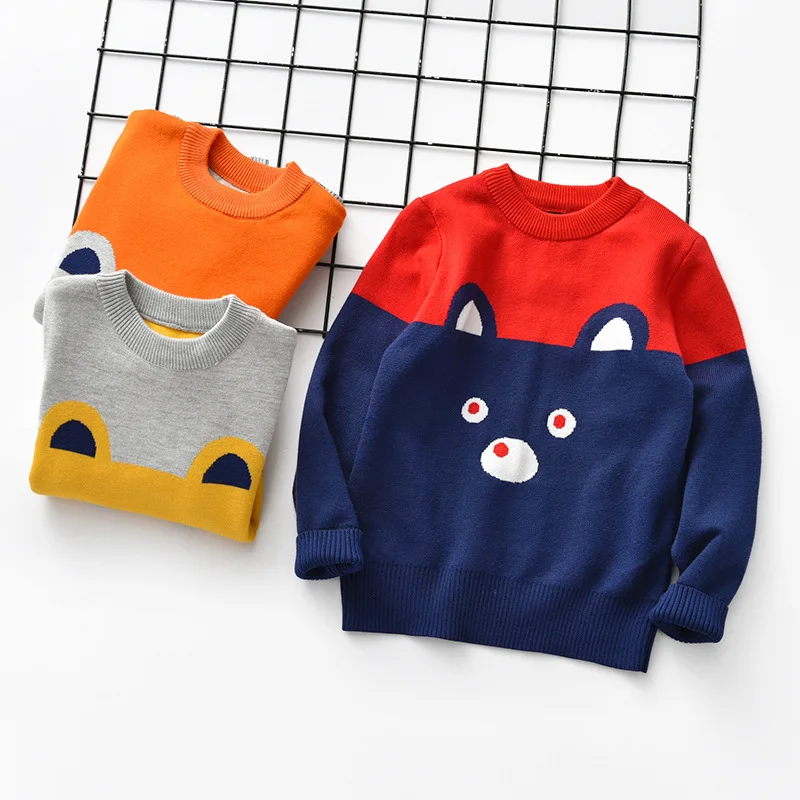 
Baby boys bear cartoon kids warm children nepal chunky knit uniform sweater 