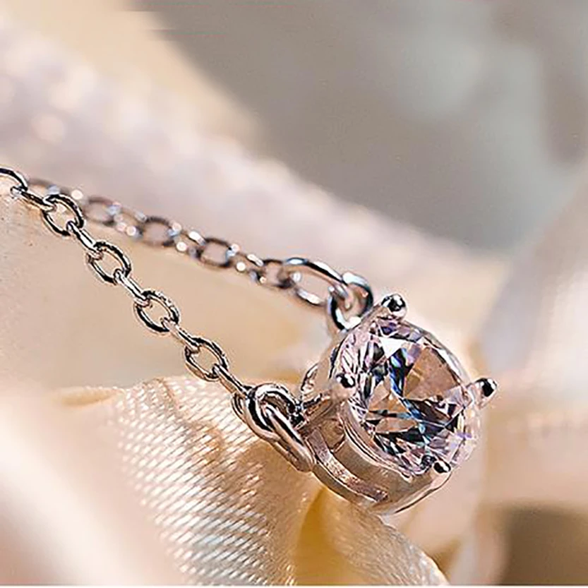 
New Design Pendant With Chain Round Cut Zircon S925/Brass Plated Girls Gifts 