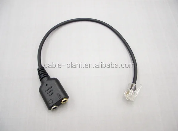 RJ9 Plug to 2 X 3.5mm Jack for PC Headset to Avaya 1600 9600 SNOM Yealink Phones