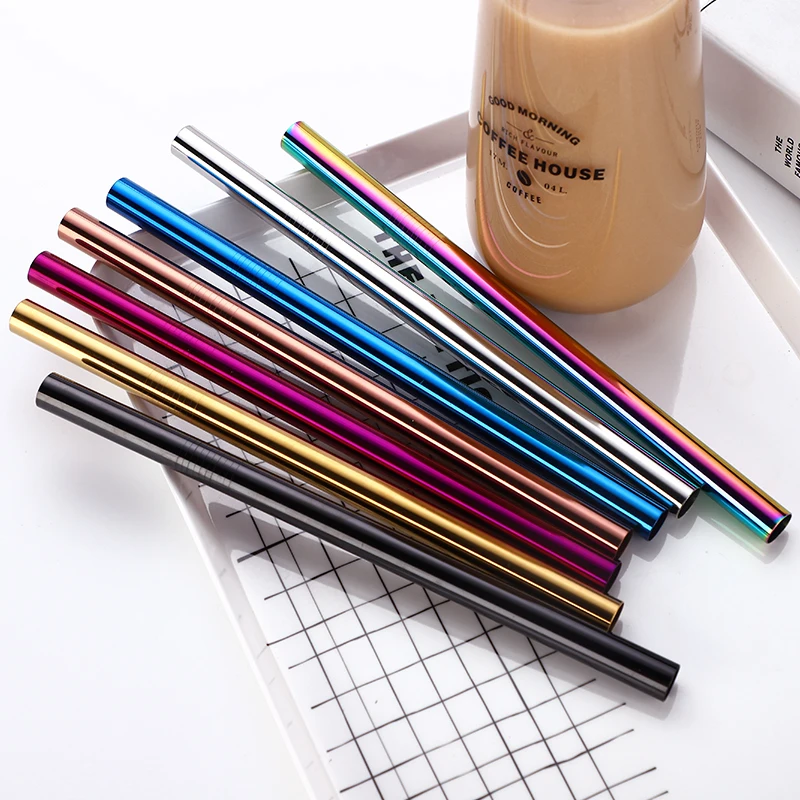 Reusable Colored Bubble Straw Smoothie Straws  12mm Fat Stainless Steel Straw