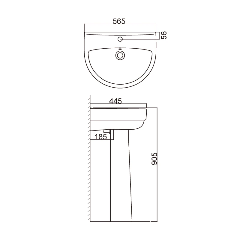 Fashion white lavatory sink basin with full pedestal