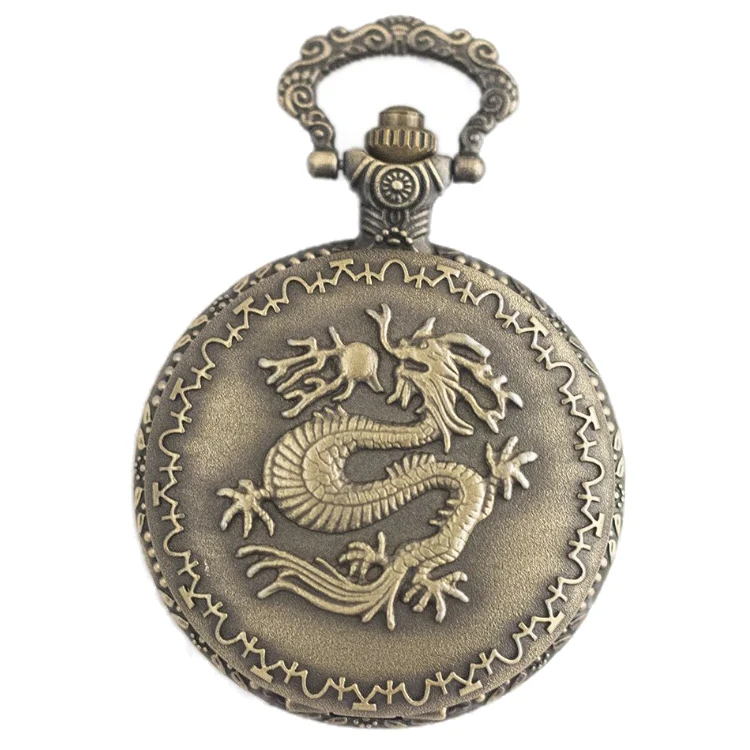 Fashion hot sale fiery dragon Pocket Watch Factory Pendant Retro Pocket Watches Direct Sale for Old Men Women