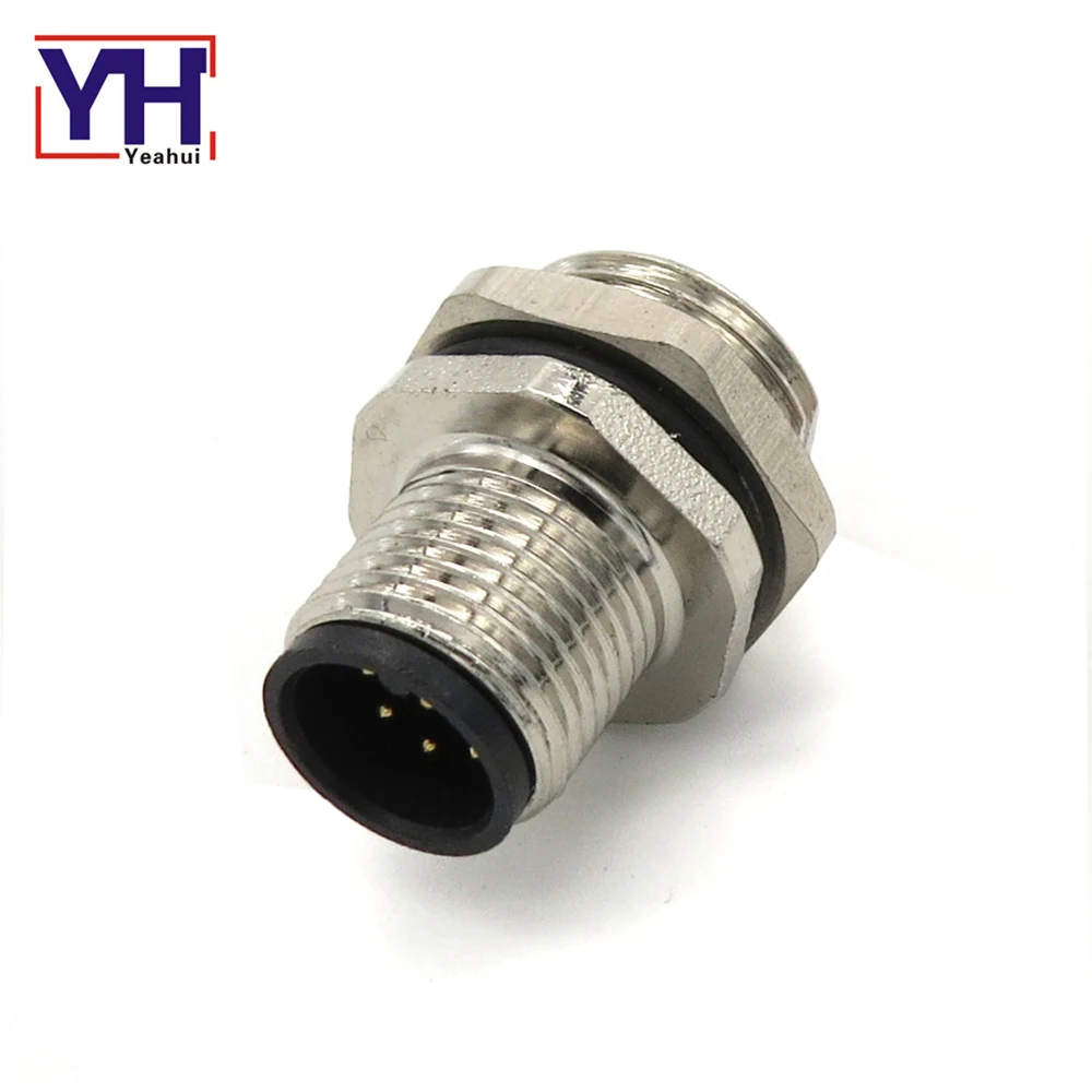 Screw Metal M12 8Pin Male Panel Mount PCB Circular Industrial Automation Sensor Connector