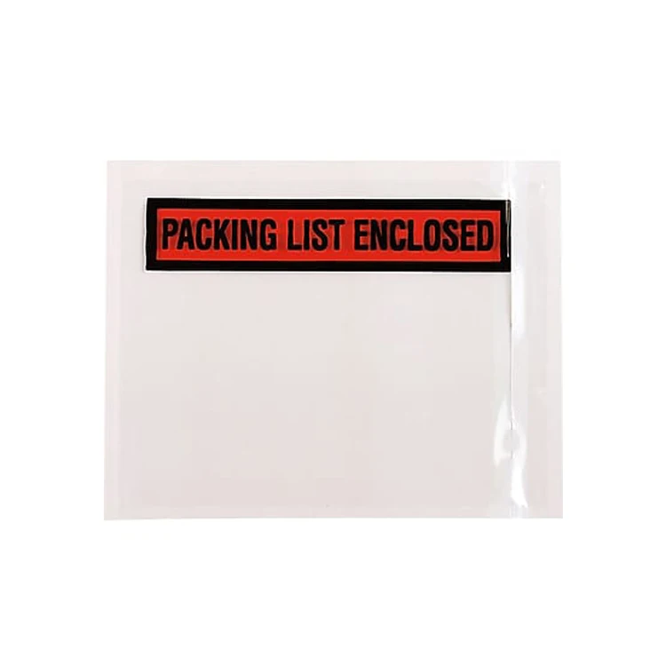 Clear Packing List Enclosed Envelope with Back Load