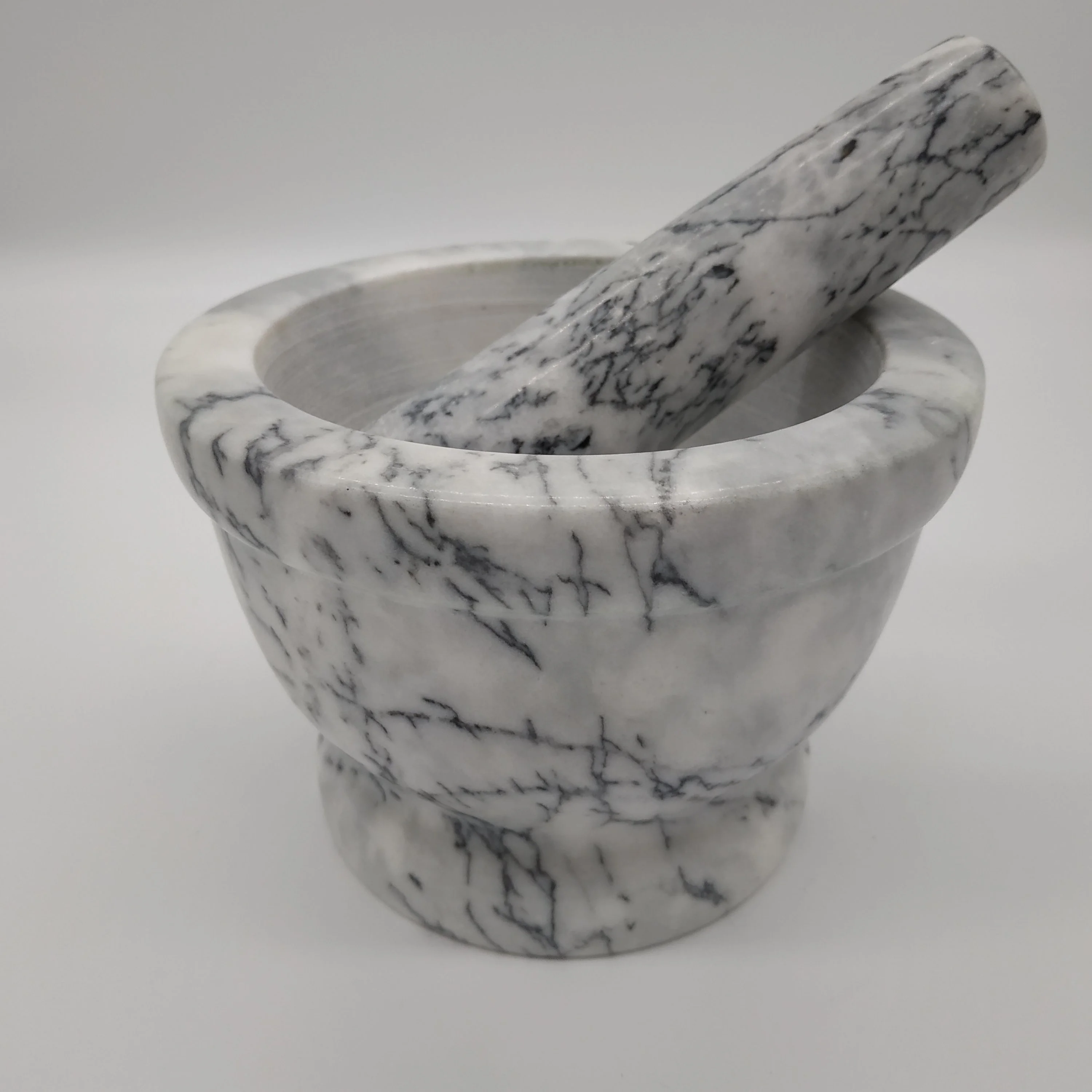 High quality natural engraved black stone marble mortar and pestle set  with polished surface