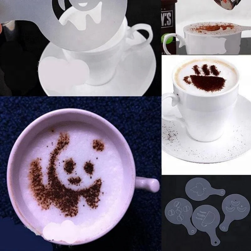 Set of 16pcs Cappuccino Coffee Foam Latte Art Stencils Barista Decorating Stencils Mold