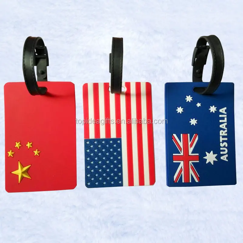 Customized national silicone flag tags UK PVC Flag Tags American Flag Luggage and Bag Tags