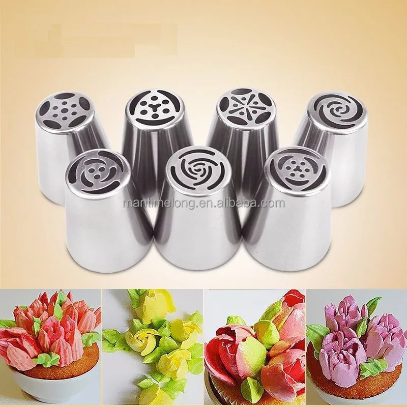 7 pcs/set Russian Tulip Icing Piping Nozzles Cake Decoration Tips nozzle Biscuits Sugar craft Pastry Baking Tool DIY