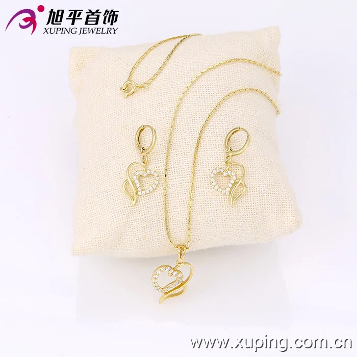 Bridal jewellery dubai jewellery, heart shape jewelry sets artificial jewellery, 14k plated custom jewelry set