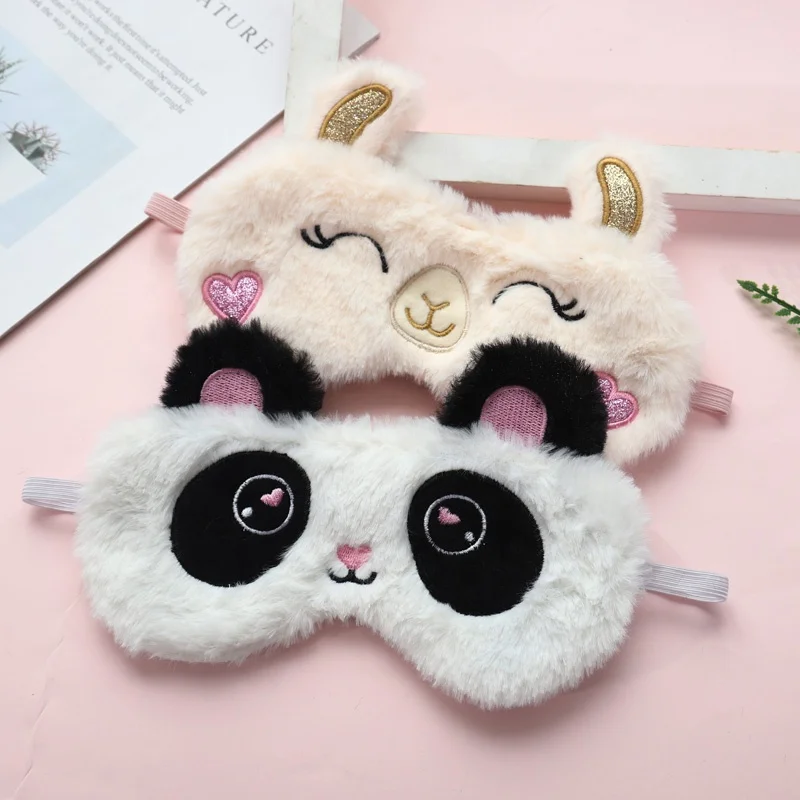 Cute Animal Eye Mask Plush Sleep Masks for Women Girls Kids