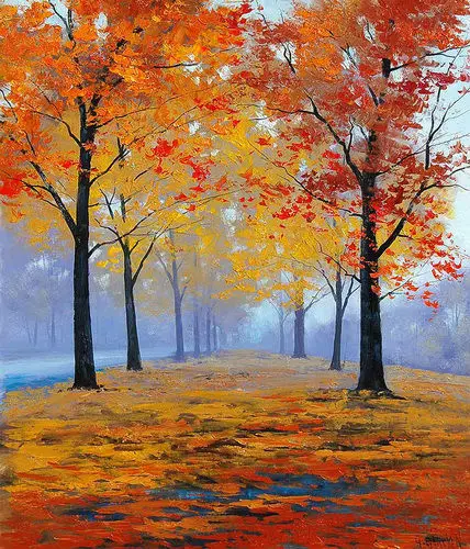 Decoration Beautiful Autumn Scenery Art Paintings