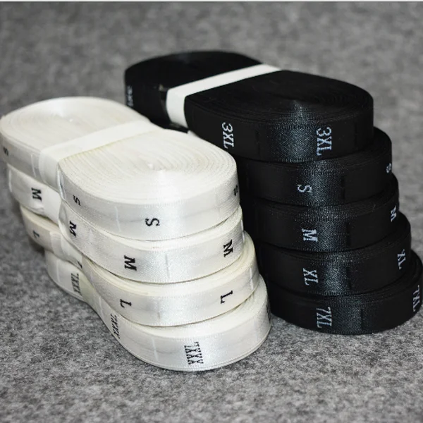 Custom high quantity size standard woven label roll, size label for clothing