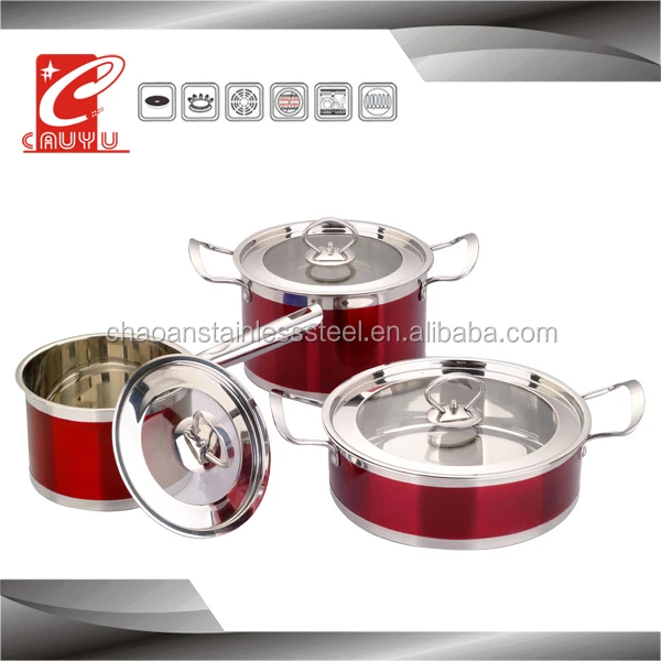 6Pcs Colorful Stainless Steel Cooking Pots Set Juego De Olla Acero De Inoxidable