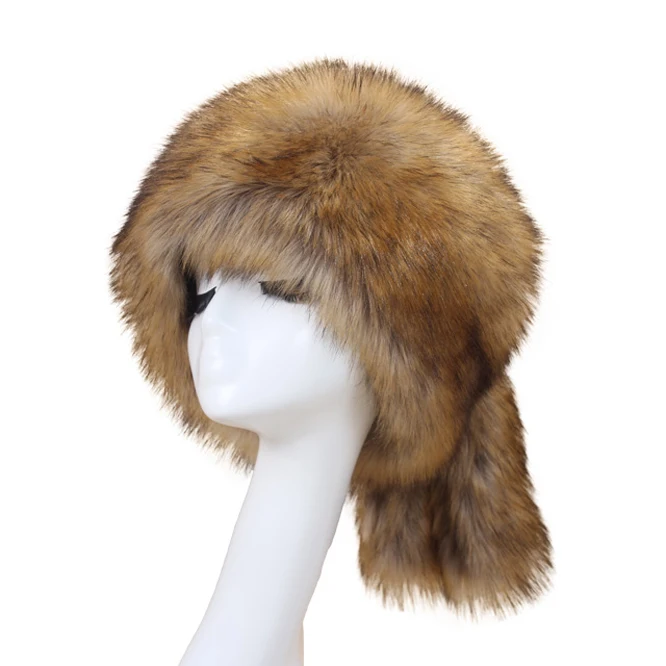 
Top Quality Fake Fur Hats Woman And Man Faux Fox Fur Cap With Tail 