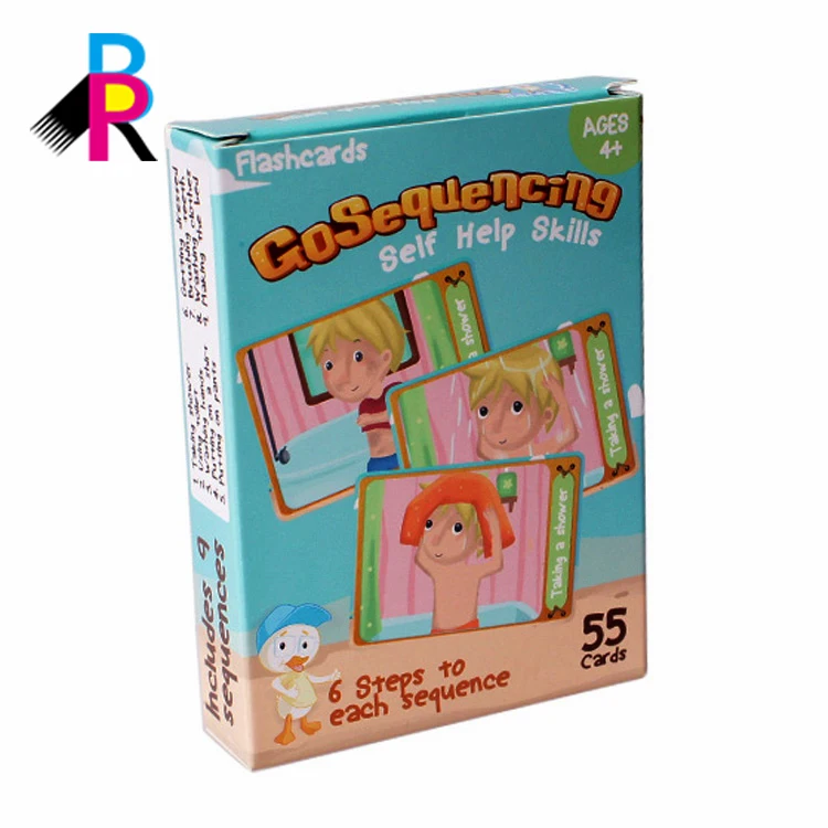 2020 New China Custom Design Home Gift Printing Kids Help Skills Kids Educational  Flashcard With Box