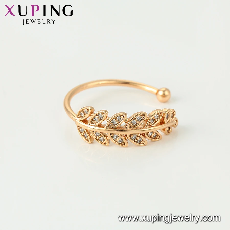 15288 beautiful ladies jewelry leaf shaped zircon inset finger ring for sale