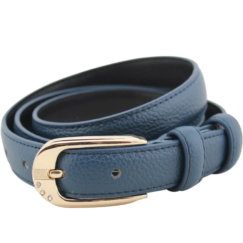 Women genuine leather thin belt korean style pin buckle belt