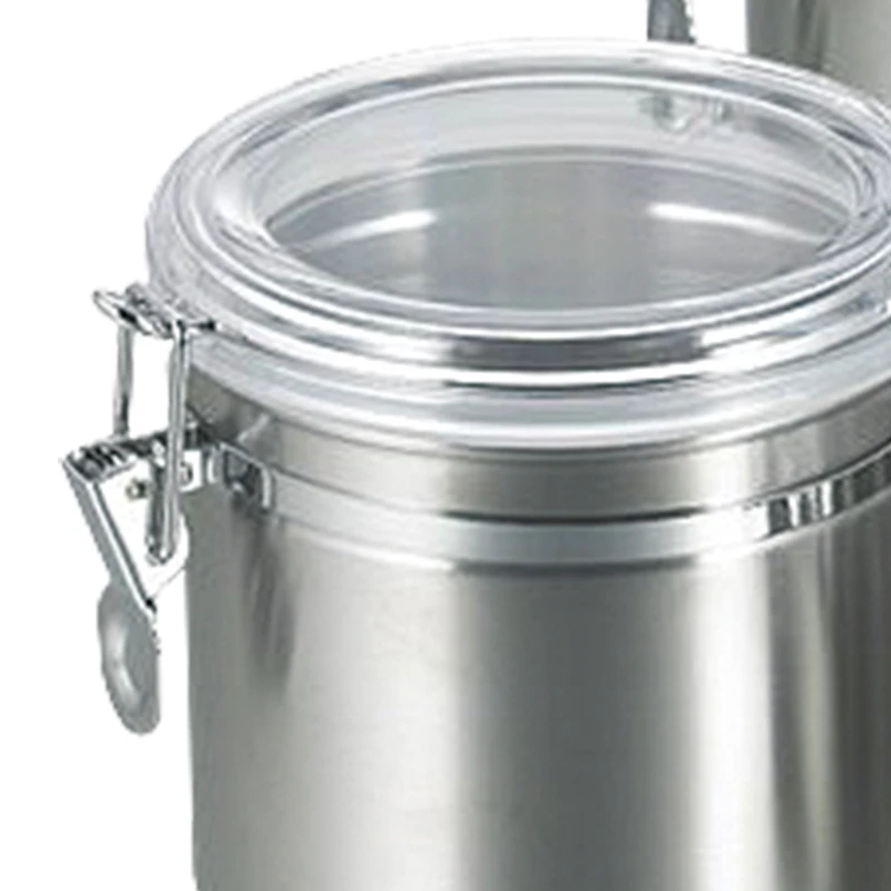 4pcs Food Sealed Airtight Round Kitchen Stainless Steel Coffee Sugar Tea Bottles Seasoning Jar Food Storage Canister Jar