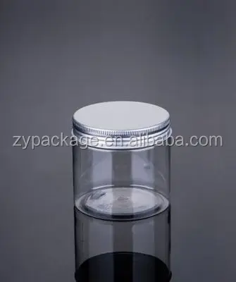 Wholesale cosmetic food packaging 50m 100ml 150ml 200ml 250ml 300ml amber clear pet plastic cosmetic cream jar with aluminum lid