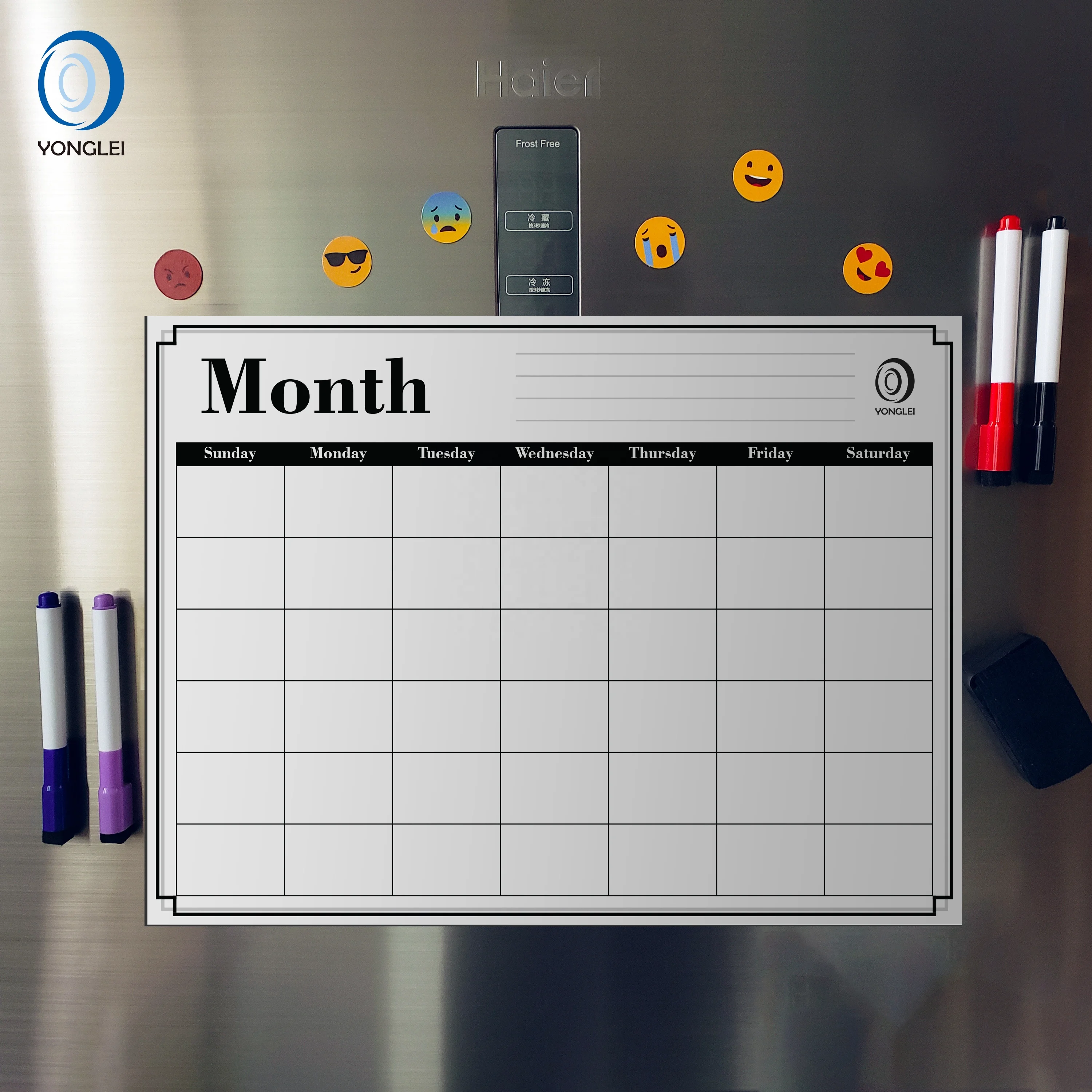 5.8-1A2 Dry erase magnetic refrigerator calendar fridge magnet writing board