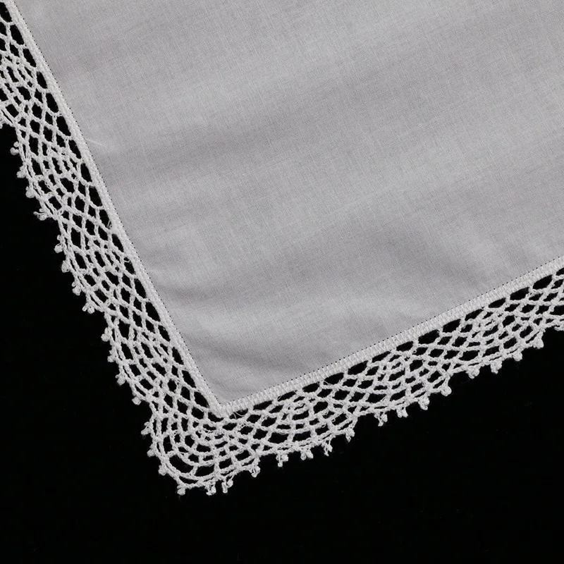 
D001: White premium cotton lace handkerchiefs crochet hankies for women/ladies wedding gift 