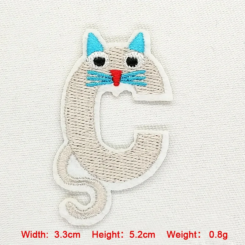 A-Z Cartoon English Alphabet Letter Animal Design Mixed Embroidered Iron On Patch For Clothing Badge Paste For Clothes Bag